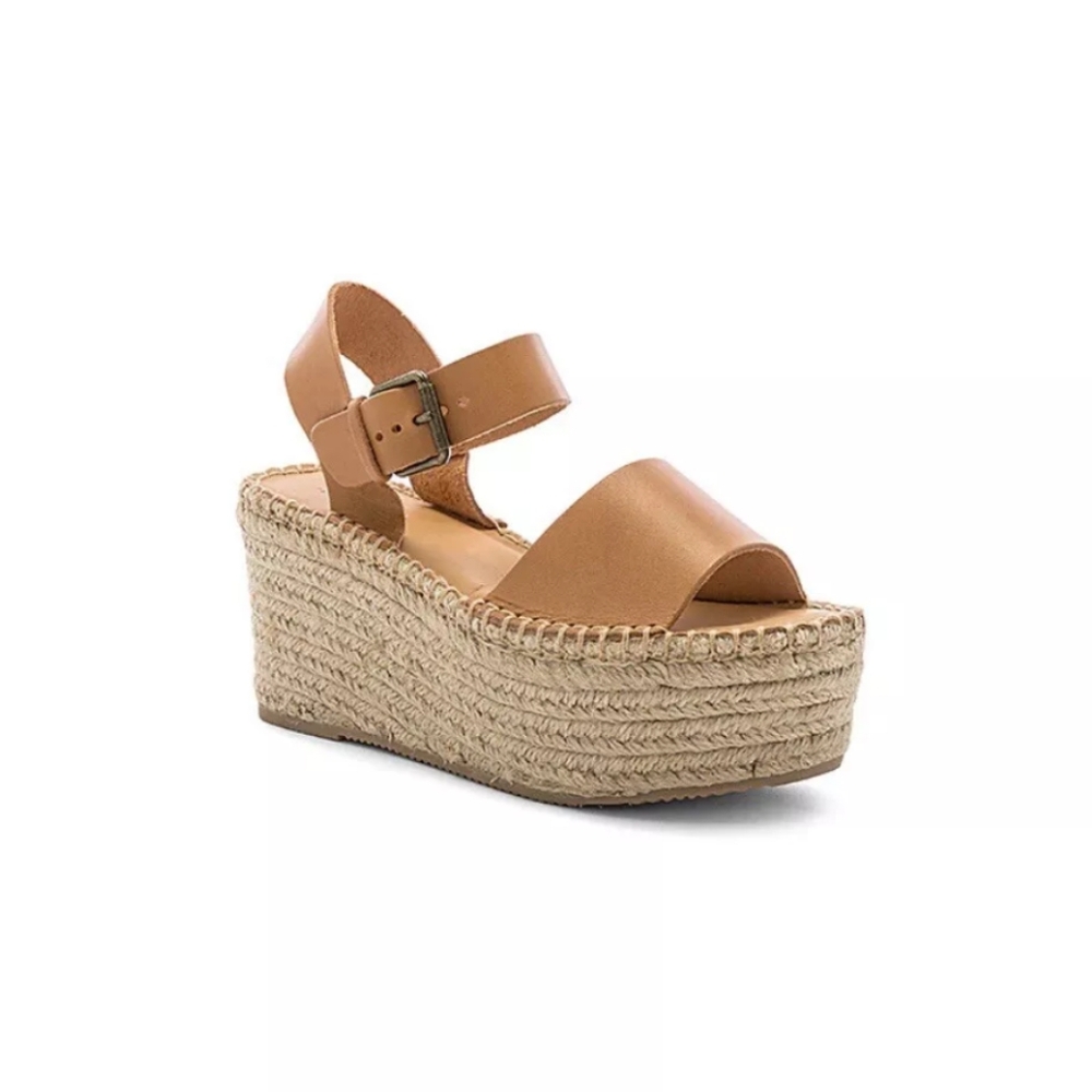 Soludos Women's Tan Leather Platform Espadrille Sandals